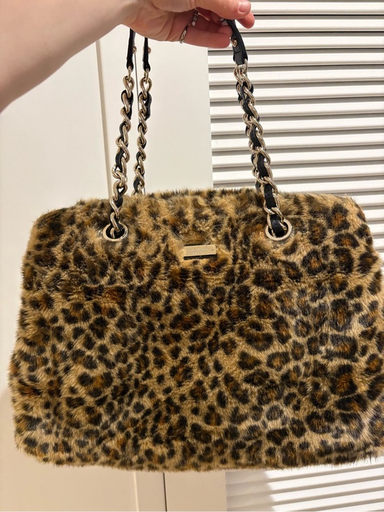 kate spade Handbags - Kate Spade  Large  Leopard Print Faux Fur Shoulder Bag with Chain Straps